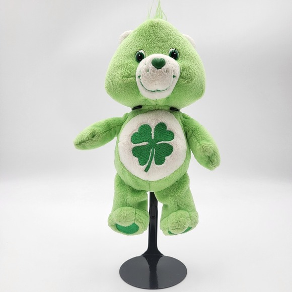Care Bears Other - Vintage Care Bears Y2k Good Luck Bear Plush Green 8" Shamrock Clover